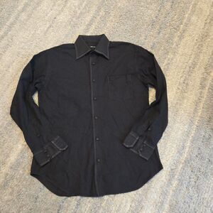 Comsime COMME CA ISM Shirt Long Sleeve Plain Black Medium.